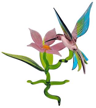 Blüte mit Kolibri, stehend / Blüte rosa